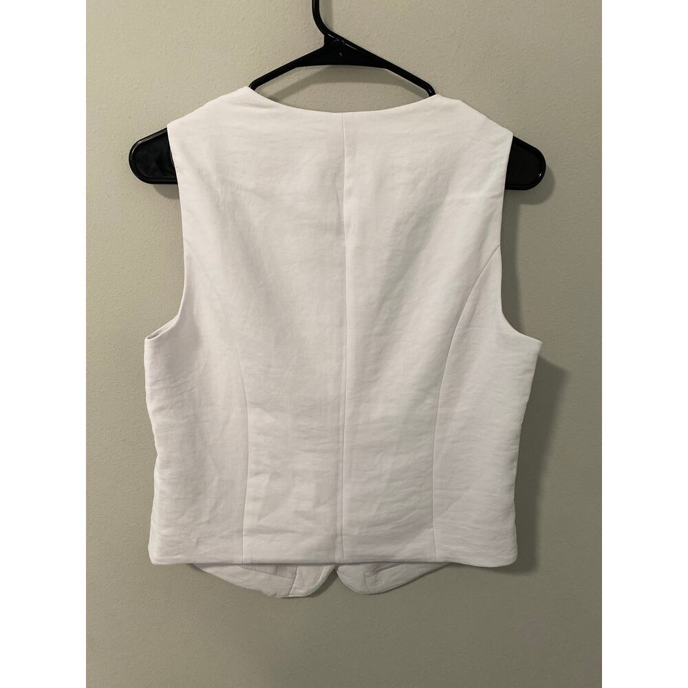 Abercrombie & Fitch White Linen Blend Button Vest Size M - Picture 2 of 2